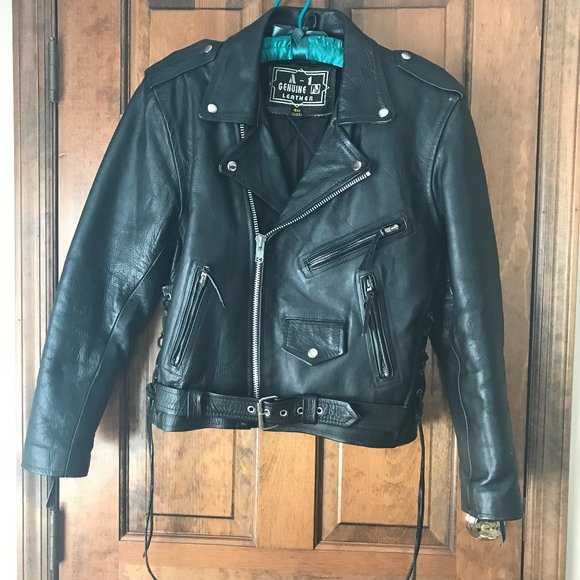 A-1 Genuine Leather Black Motorcycle Jacket